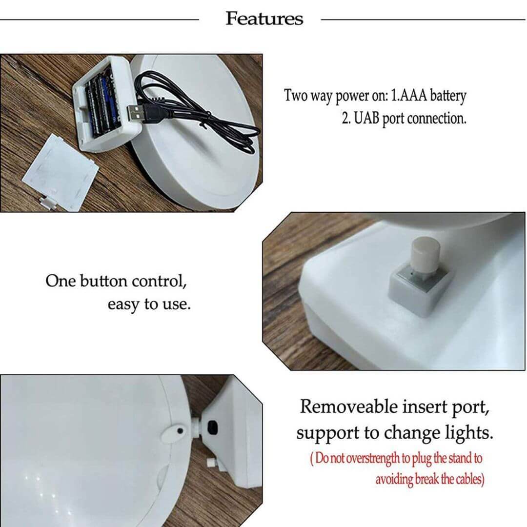Magic Mirror Photo Frame - Abs Plastic, 20cm Diameter X 25cm Height, White | Led Light For Enhanced Visibility, 360â° Flexible Hose, Usb Power Option