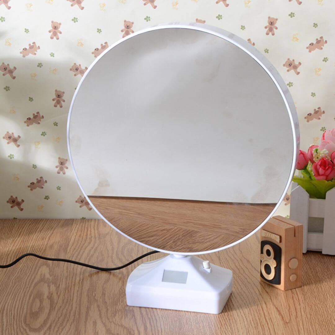 Magic Mirror Photo Frame - Abs Plastic, 20cm Diameter X 25cm Height, White | Led Light For Enhanced Visibility, 360â° Flexible Hose, Usb Power Option