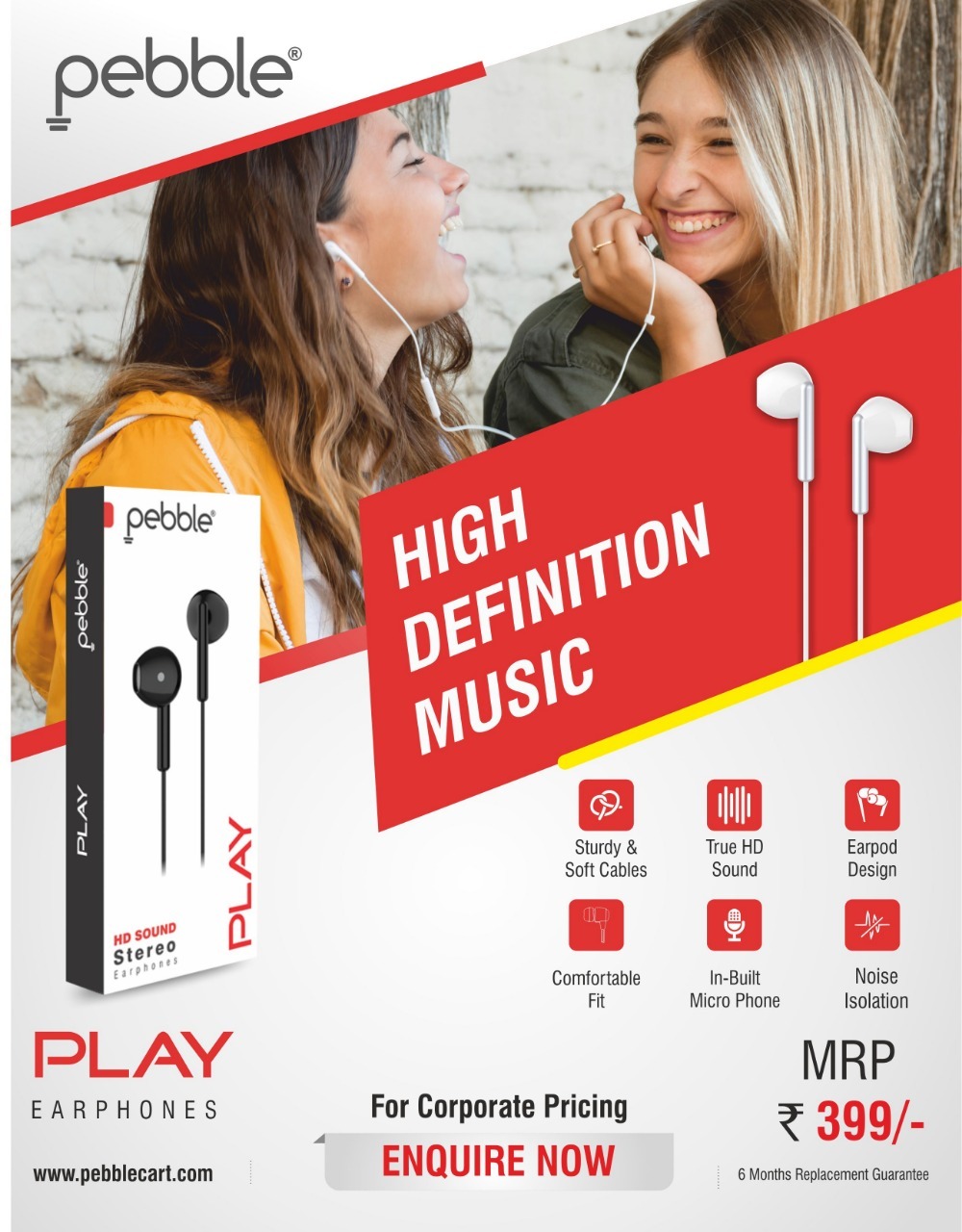 Black & White Hd Sound Weired Earphone