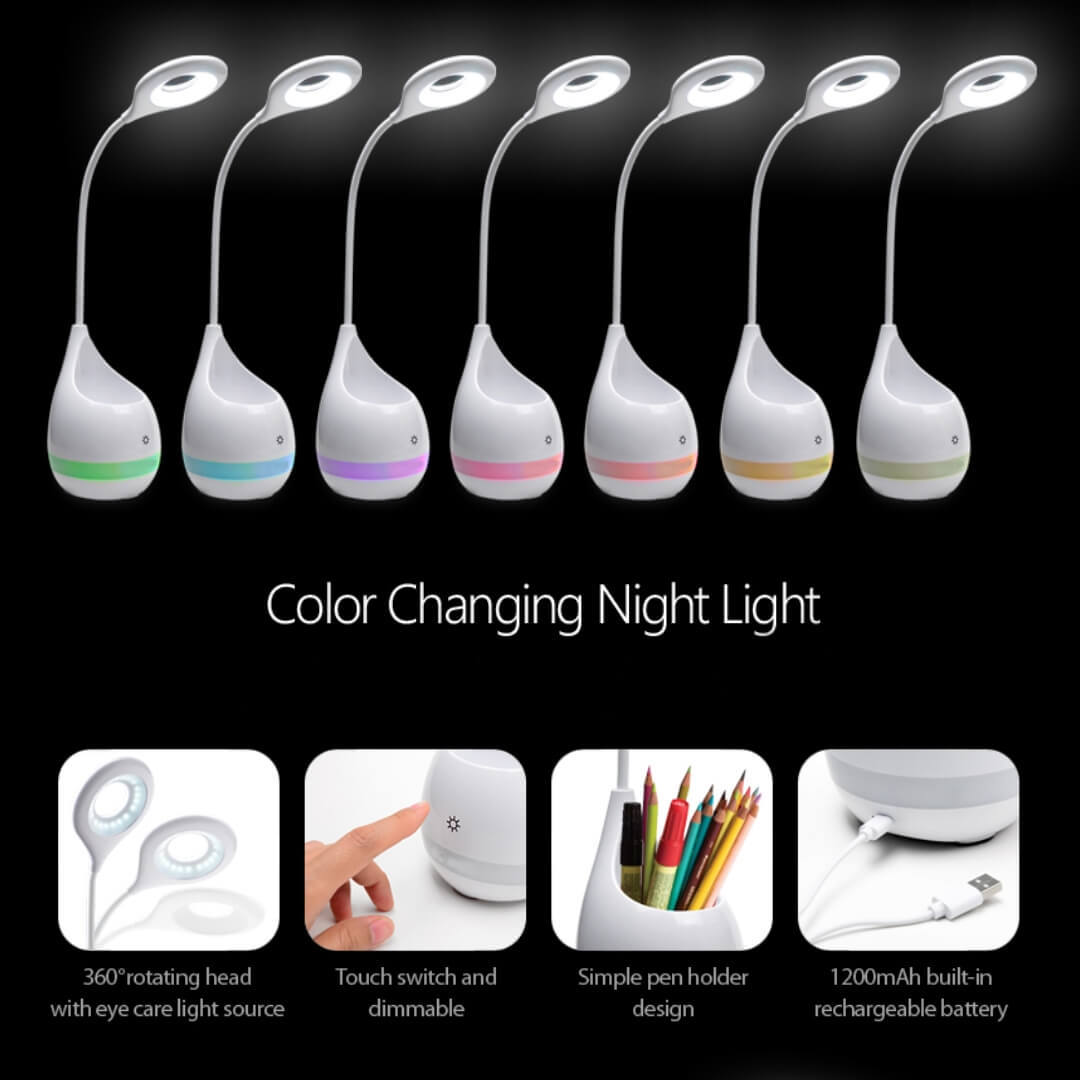 4 In 1 Led Touch Lamp - Abs Acrylic Material, Standard Size, White Color | Usb Rechargeable, Waterproof, Adjustable Brightness, Eco-friendly Design