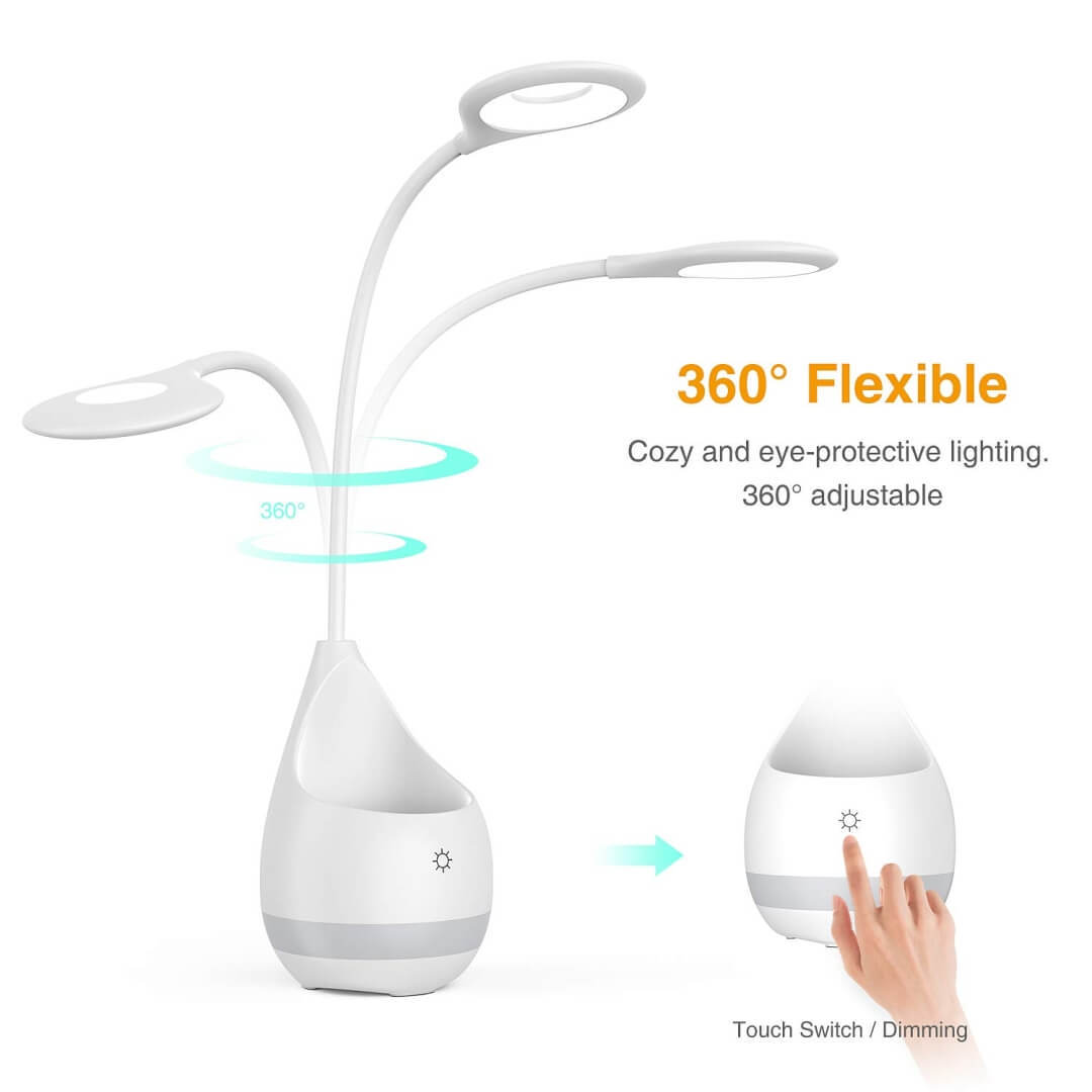 4 In 1 Led Touch Lamp - Abs Acrylic Material, Standard Size, White Color | Usb Rechargeable, Waterproof, Adjustable Brightness, Eco-friendly Design