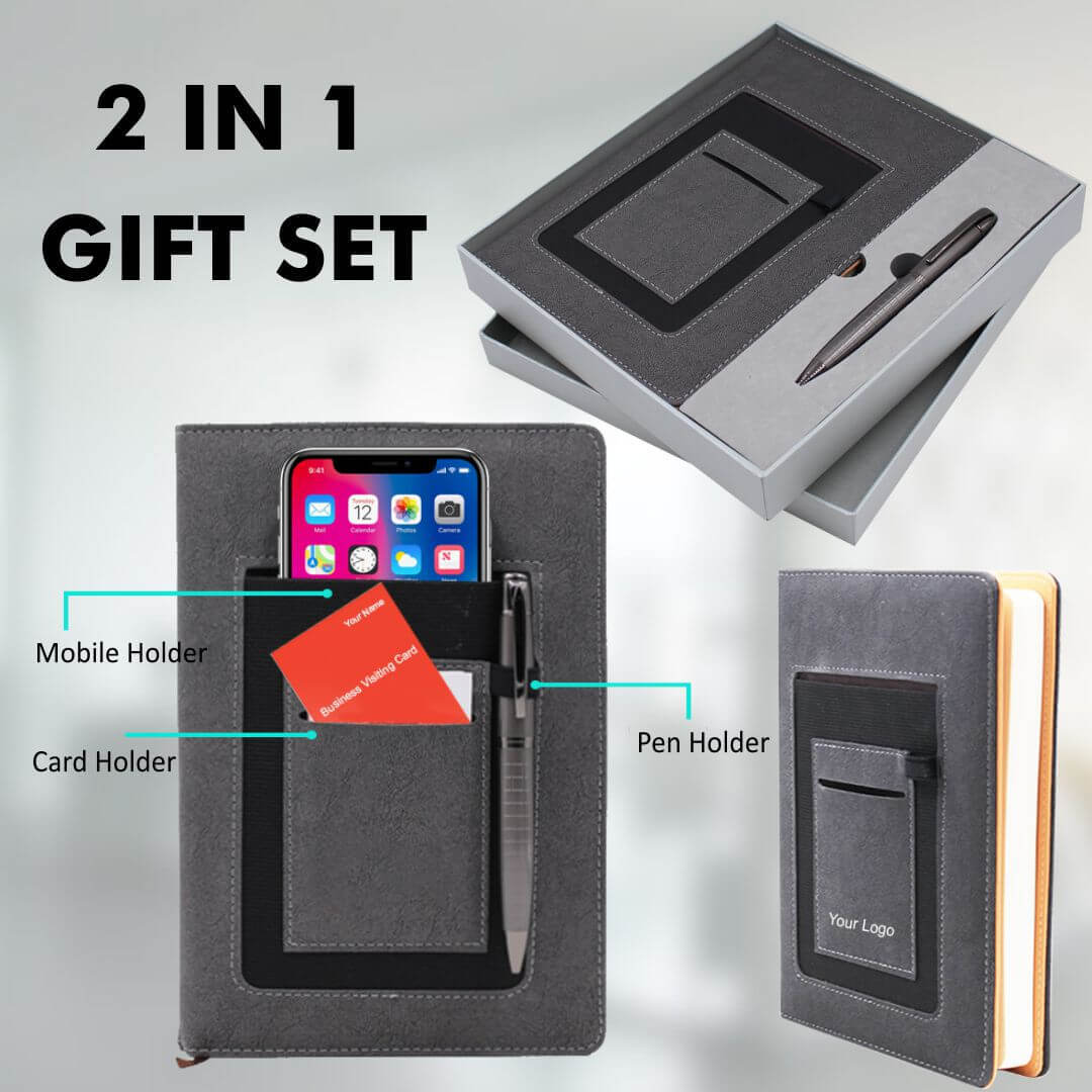 Elegant 2 In 1 Gift Set - High-quality Metal Pen & Multi-function Diary | Ideal For Employees, Birthdays, Festivals, Anniversaries