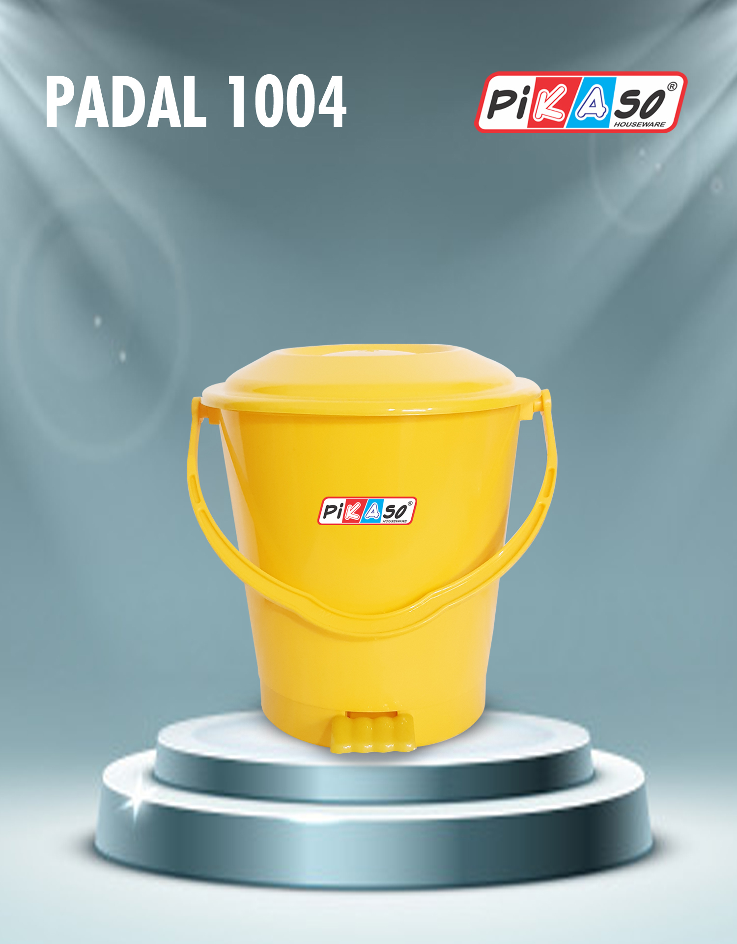 Padal 1004 (Foil) - Plastic, 11x10x7.25 Inch, 6.700 Ltr Capacity | Available In White, Pink, Green, Blue, Round Shape For Home/office Use