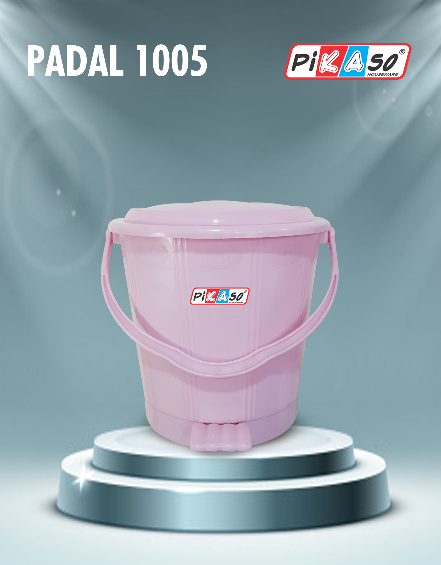 Padal 1004 (Foil) - Plastic, 11x10x7.25 Inch, 6.700 Ltr Capacity | Available In White, Pink, Green, Blue, Round Shape For Home/office Use