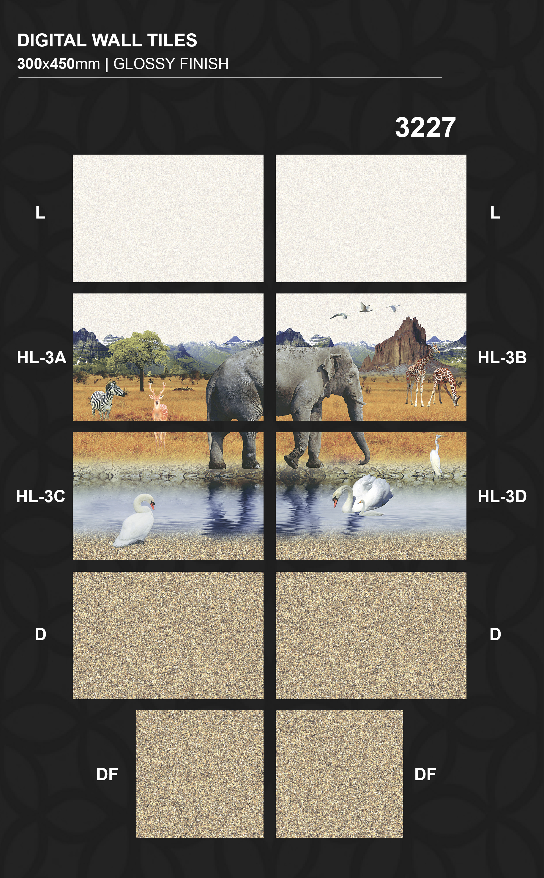Digital Printed Glazed Ceramic Wall Tiles - 12x18 Inches, Multi-color | Acid-resistant, Heat Insulation, Wear-resistant, Polished Surface, 8mm Thickness