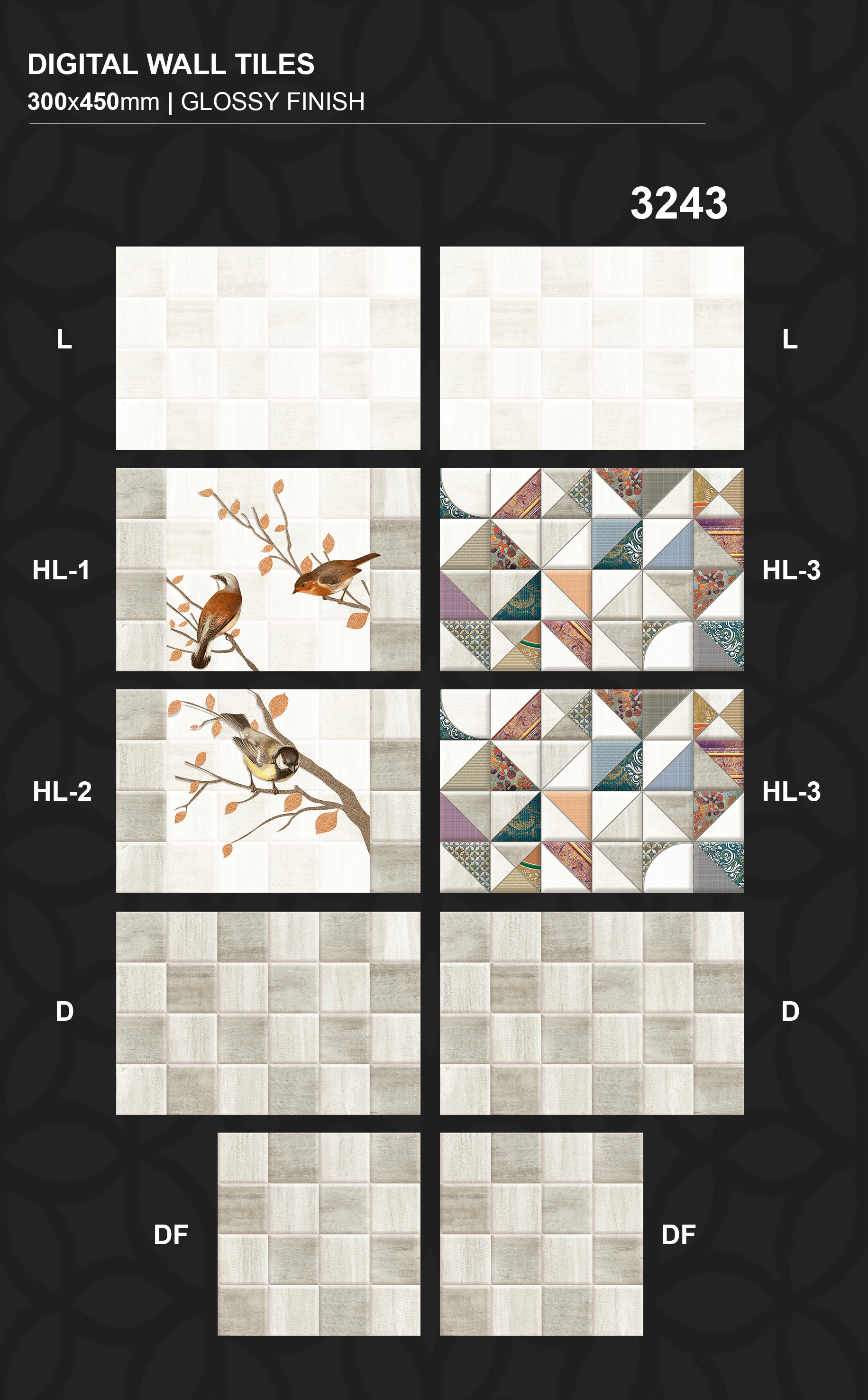 Any Color 300 X 450mm Glazed Ceramic Wall Tiles