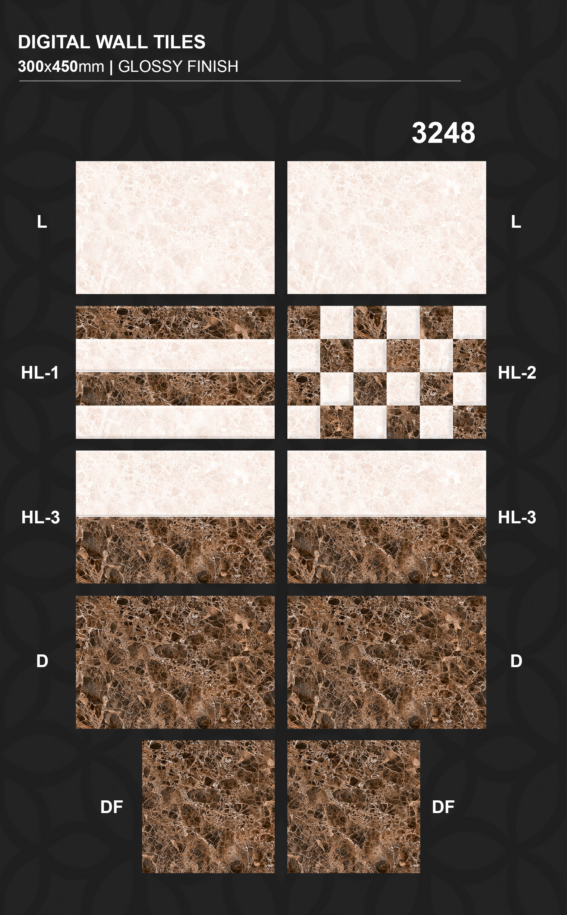Any Color 300 X 450mm Designer Digital Wall Tiles
