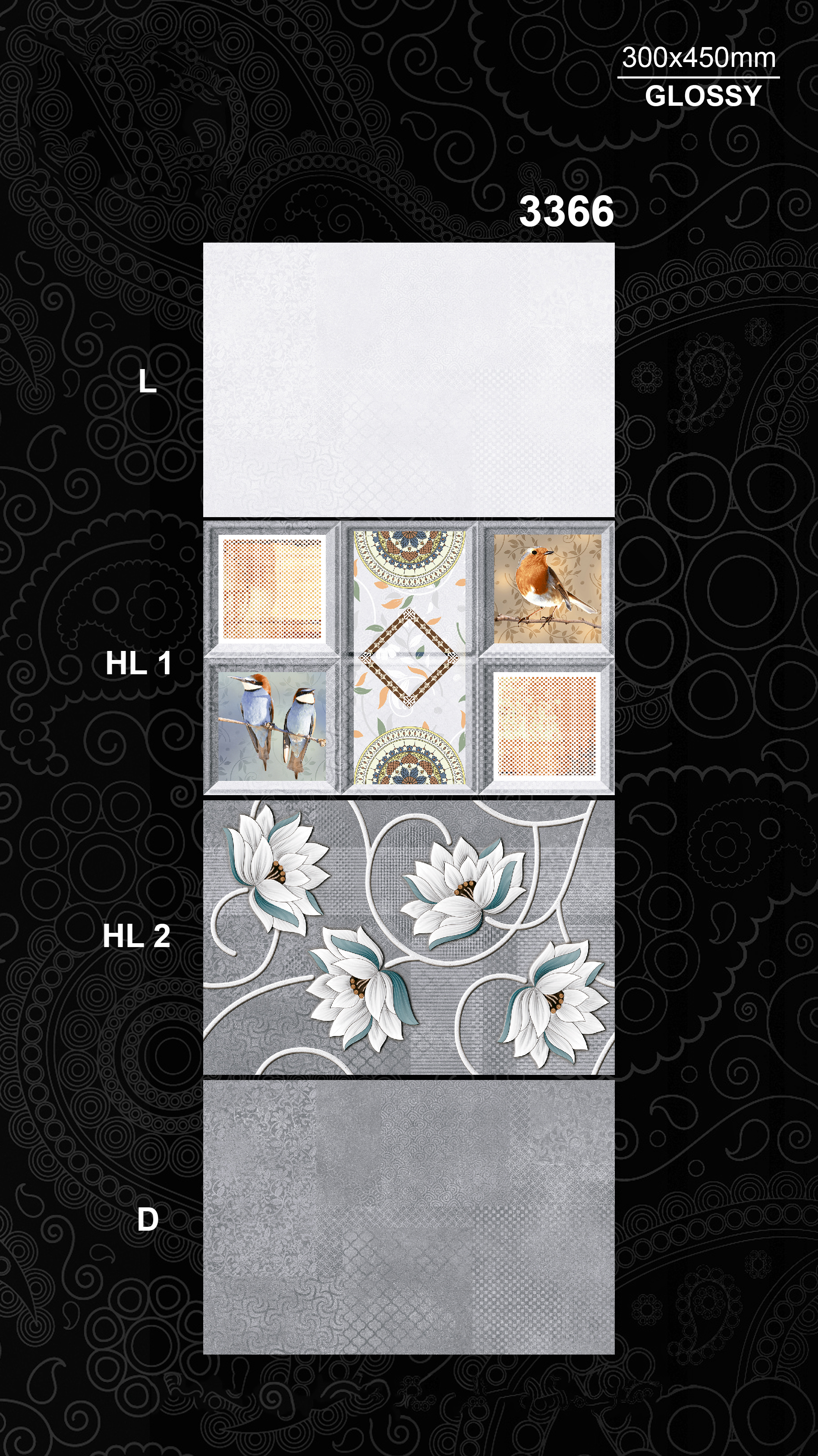 Ceramic Wall Tiles - 300x450 Mm, Glossy Finish With Digital Print Design, Multi-color, Acid-resistant, Heat Insulation, Wear-resistant