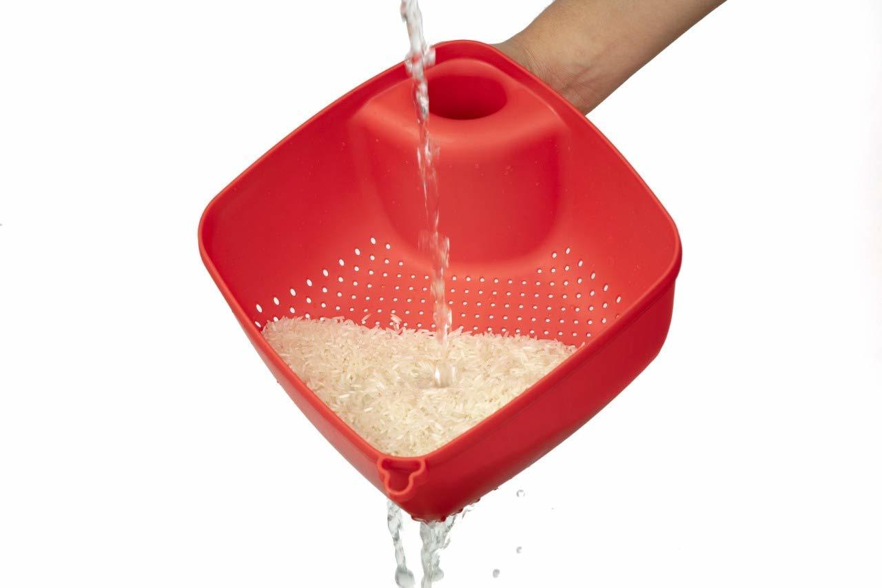 Plastic Wash And Store Basket With Handle - High Quality Plastic, 19x19x12 Cm Dimensions | Versatile Drain Basket For Kitchen Use, Perfect For Washing Fruits, Vegetables, And Pulses