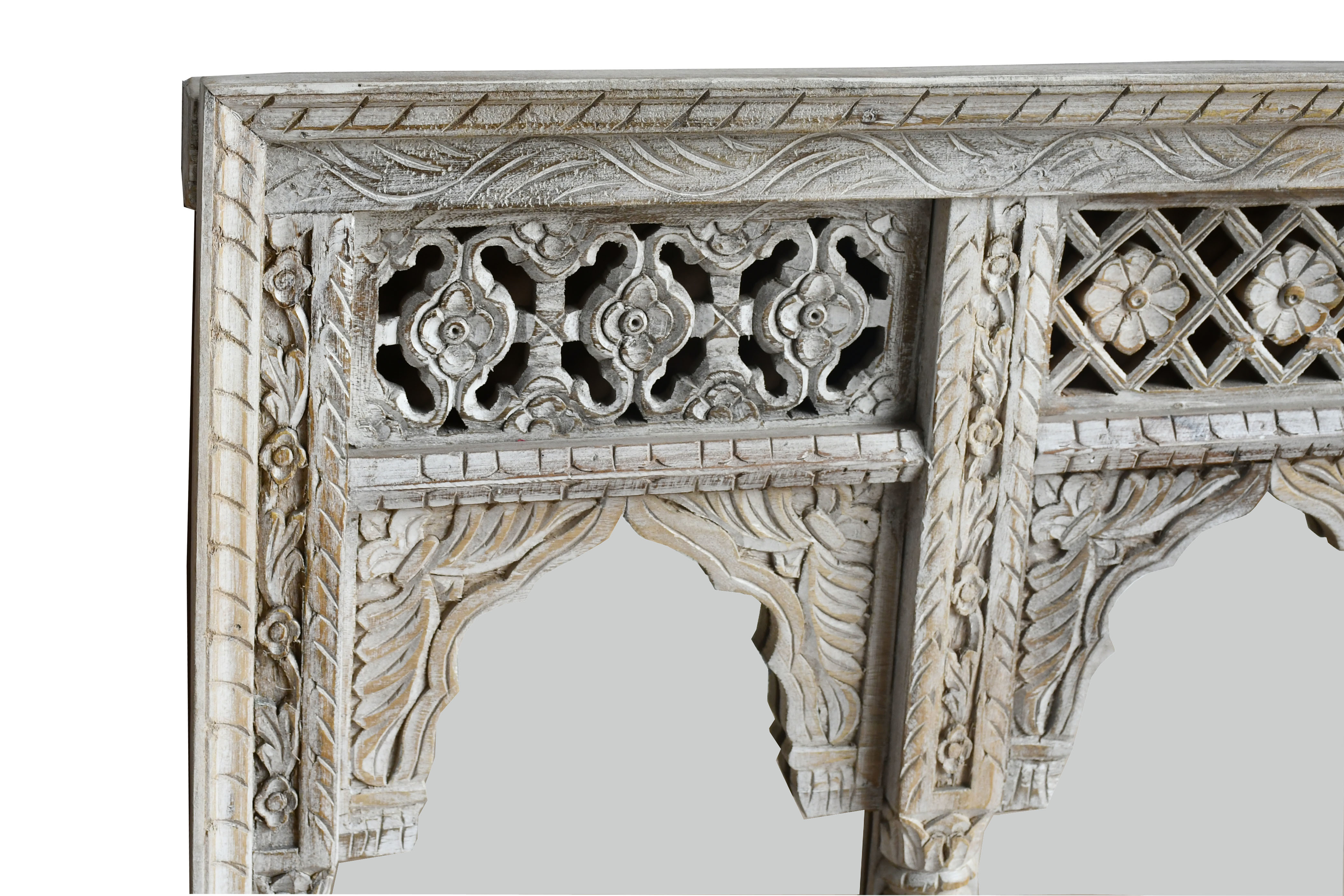 Wooden Mirror Frame - Natural Oak Finish, Elegant Design With Intricate Detailing