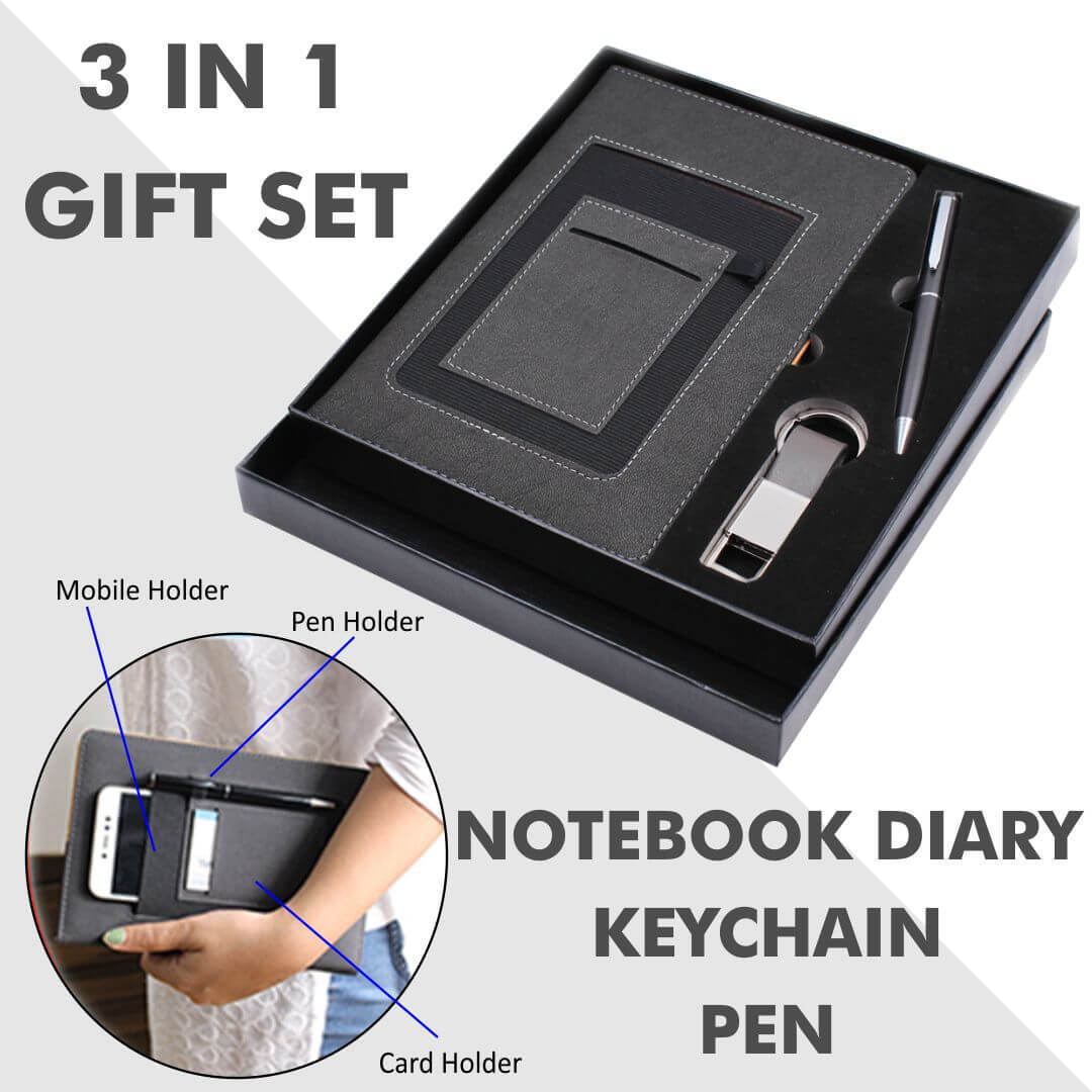 3 In 1 Gift Set - Pen, Keychain And Diary 908