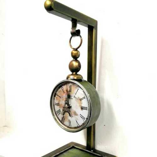 Antique Clock - Metal, 12 Inches - Green Quartz Movement, Battery Operated, 1.5 lbs, Antique Style