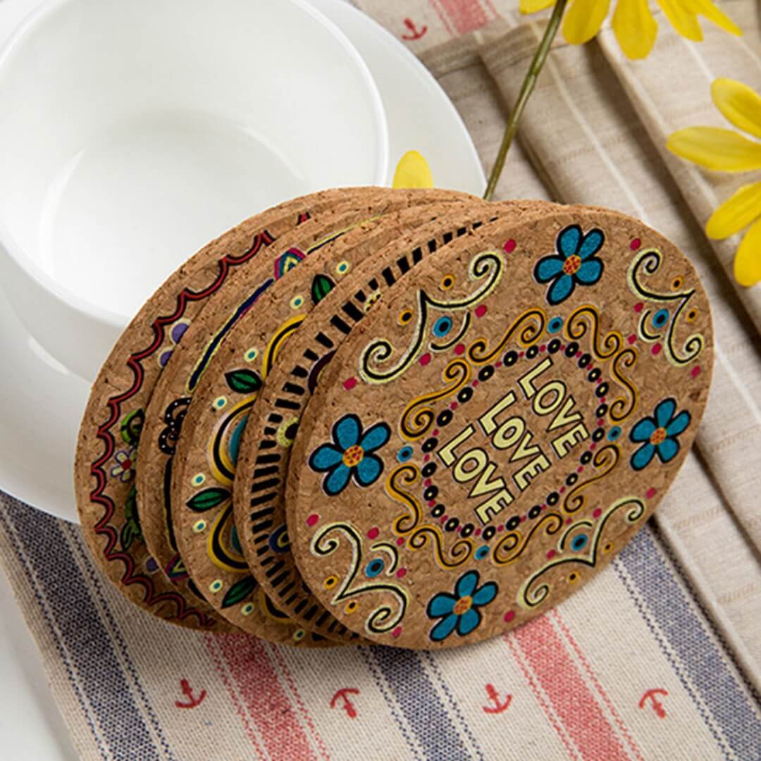 Catchable Cork Coasters - Durable Absorbent Material, Set Of 12 Round Coasters For Drink Protection And Rustic Home Decor