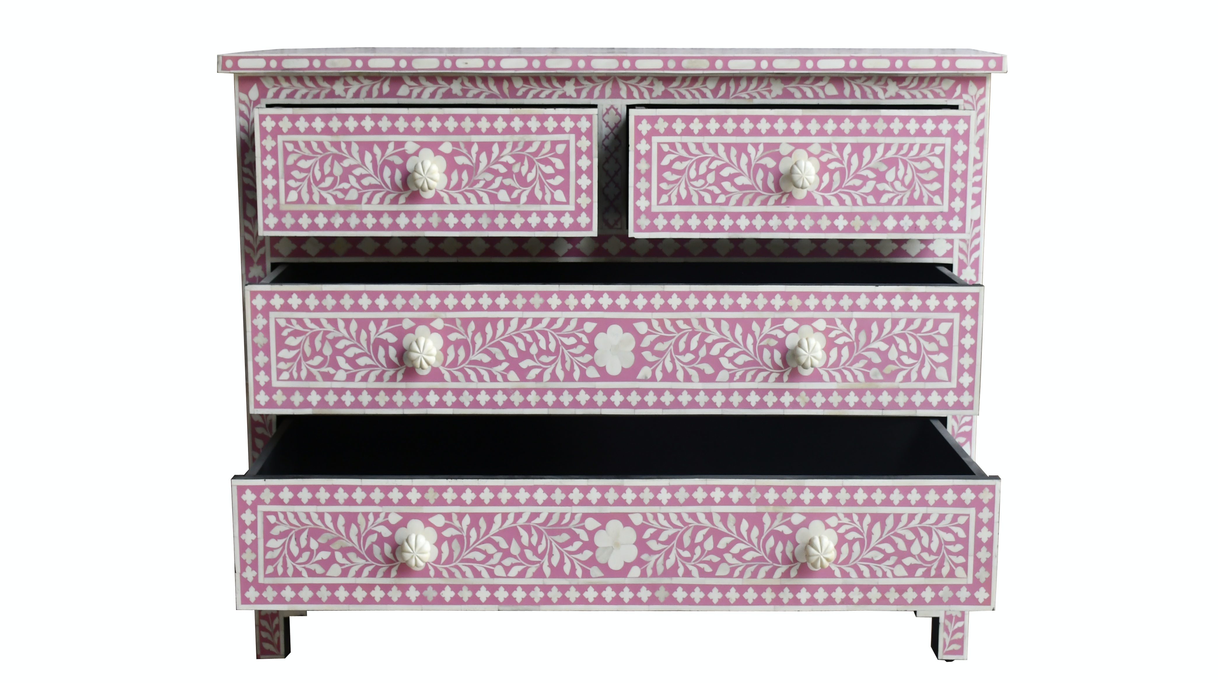 Chest Of Drawers - Bone Material, 4 Drawer Design For Elegant Storage