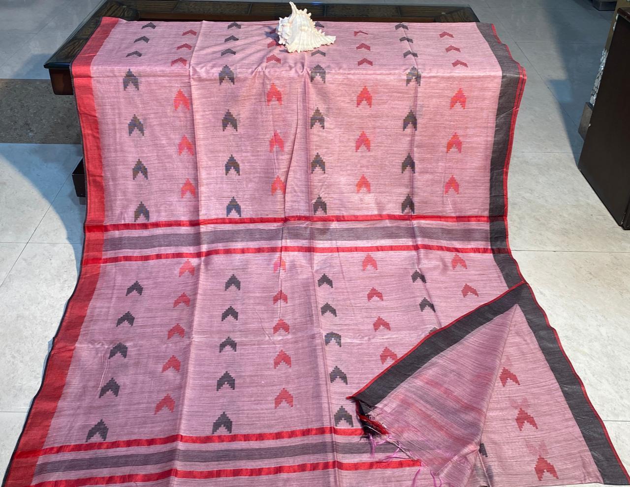 Handmade Soft Silk Saree With Blouse - Silk Material, Plain Pattern | Party Wear For All Seasons: Rainy, Spring, Summer, Winter - Woven Designs