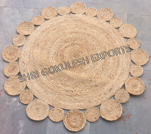 हैंडमेड डिज़ाइनर ब्रेडेड जूट रग्स बैक मटीरियल: वोवन बैक