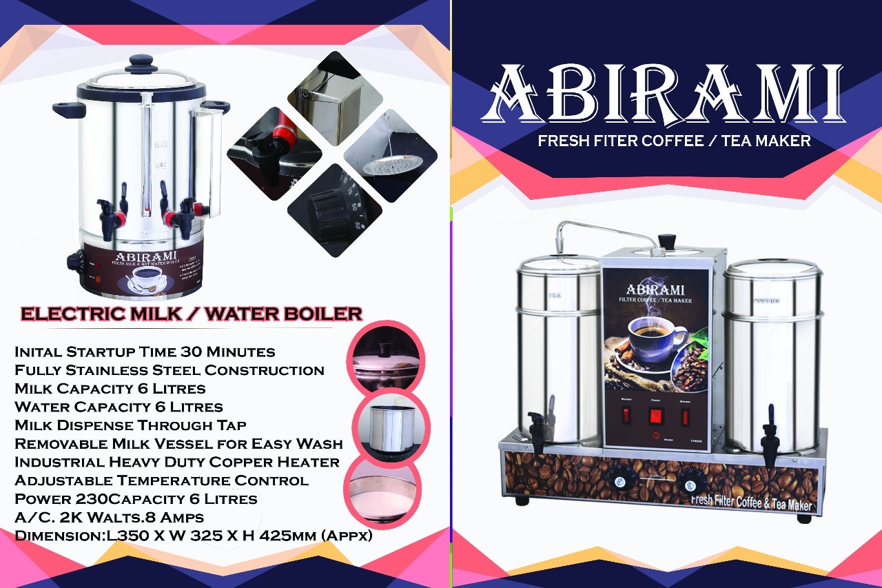 Stainless Steel Abirami Filter Coffee & Tea Maker & Electric Milk Boiler