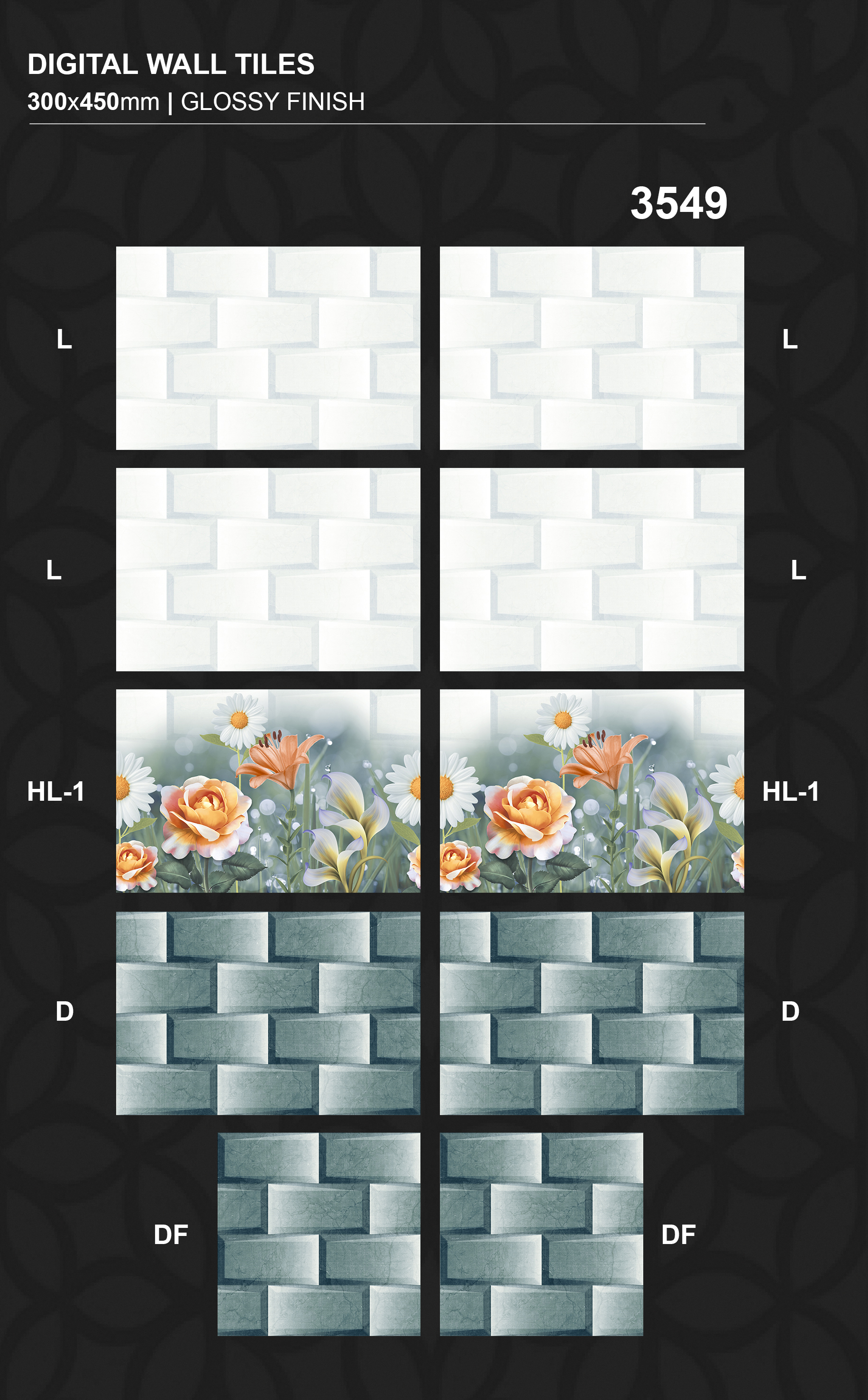 Any Color 30x45cm Glossy Finished Wall Tiles For Home