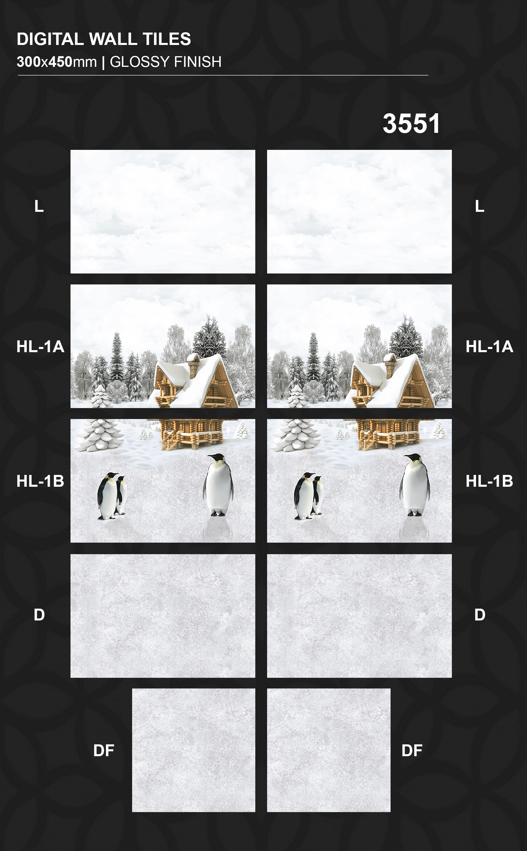 Any Color 300x450mm Digital Printing Glossy Finish Wall Tiles