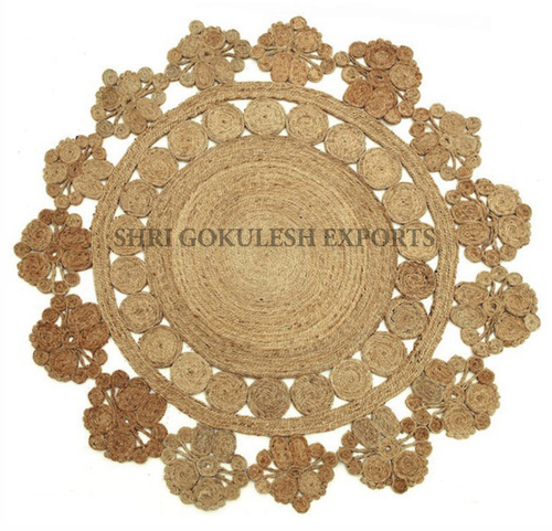 डिज़ाइनर जूट ब्रेडेड होम डेकोर रग्स बैक मटीरियल: वोवन बैक