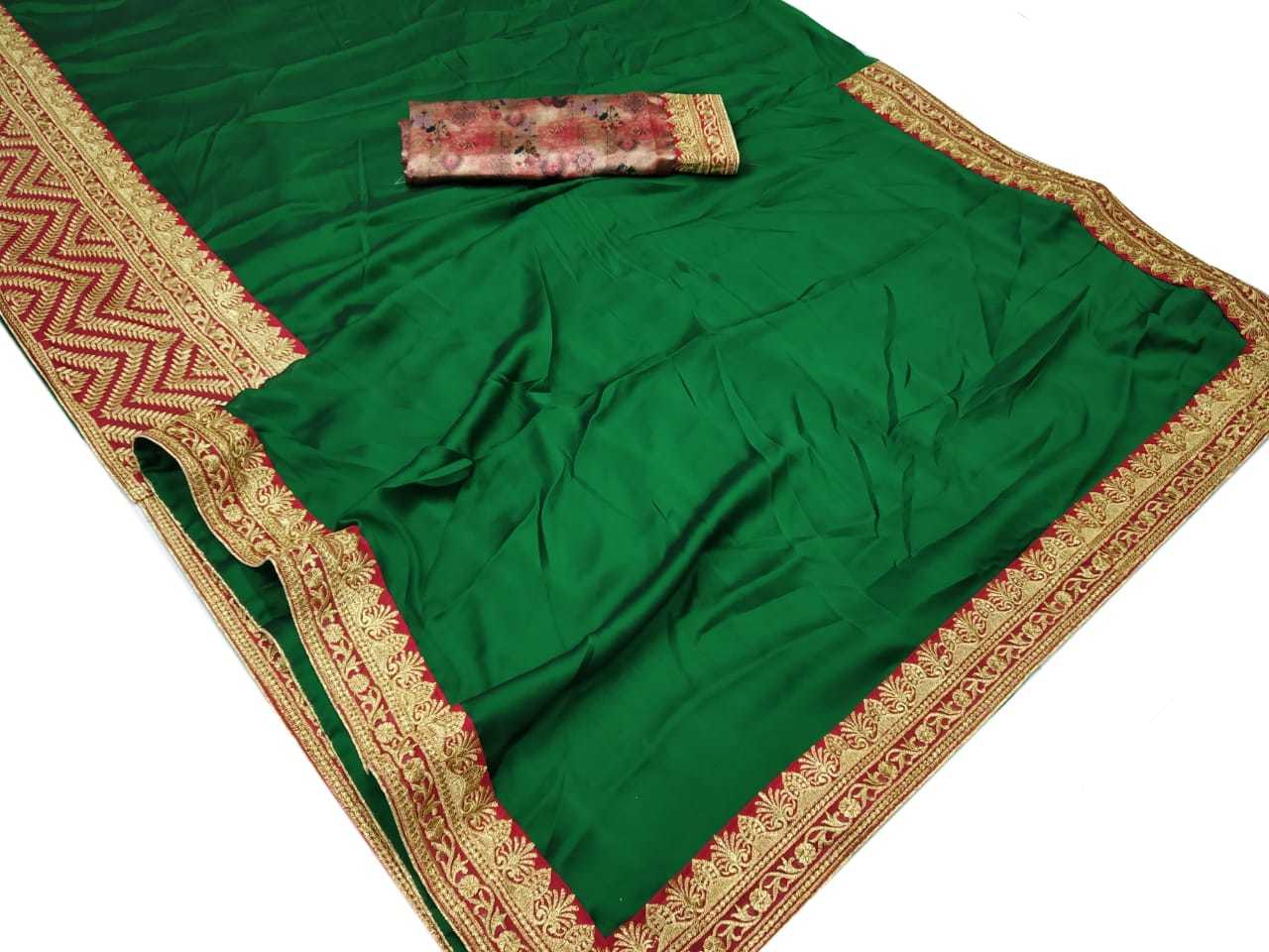 Vichitra Silk Saree - 5.5 Mtr Length, Multi Colour With Embroidery Lace & Bollywood Style