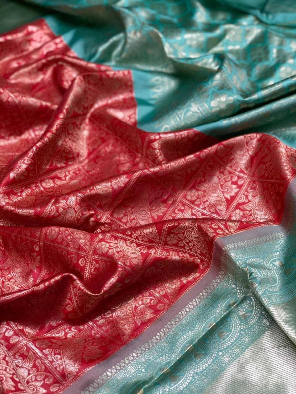 Misri Sarees - Soft Banarasi Silk, 5.50 Mtr Length With 0.80 Mtr Blouse | Multi Color For All Seasons, Bollywood Style