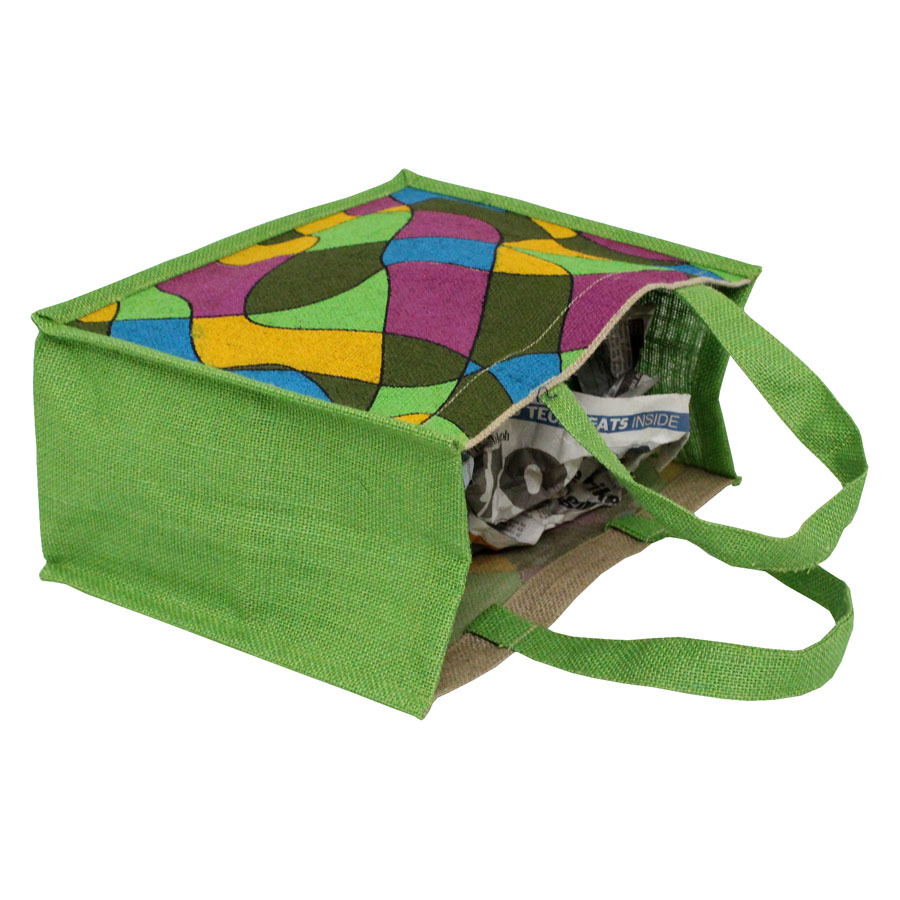 Pp Laminated Jute Tote Bag - 25x34x16 Cm, Multicolor Print, Eco-friendly & Reusable Design