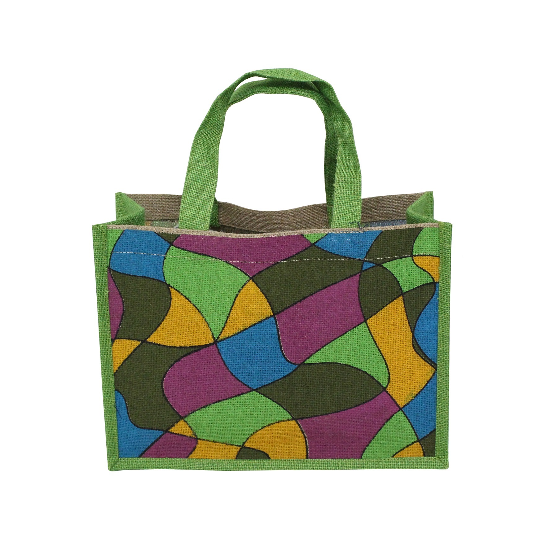 Pp Laminated Jute Tote Bag - 25x34x16 Cm, Multicolor Print, Eco-friendly & Reusable Design