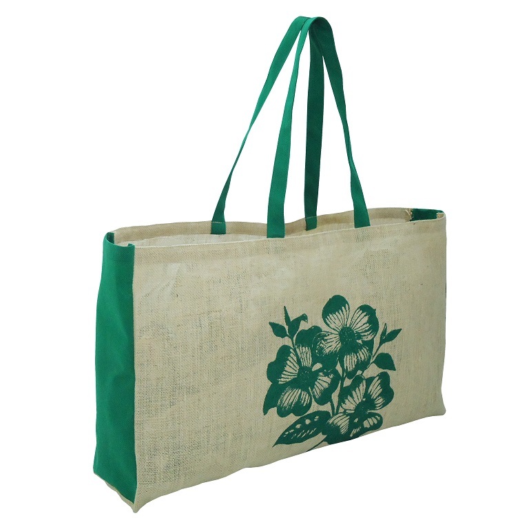 Customized Non Laminated Jute Tote Bag With Pp Non Woven Side Gusset