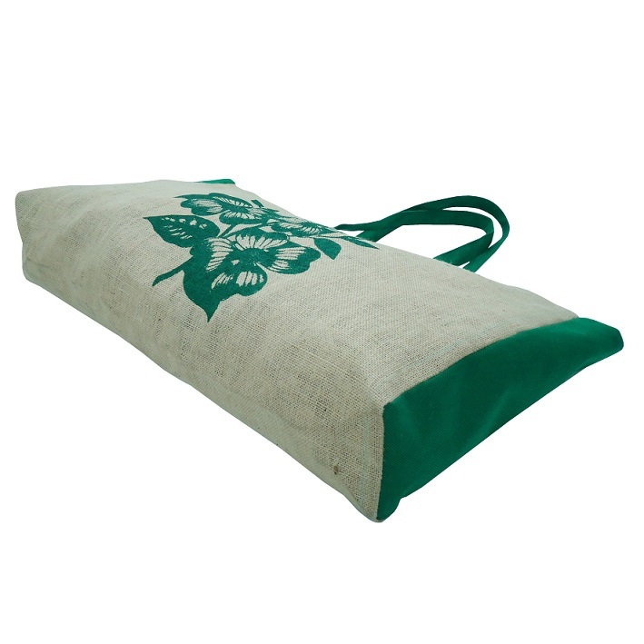 Customized Non Laminated Jute Tote Bag With Pp Non Woven Side Gusset