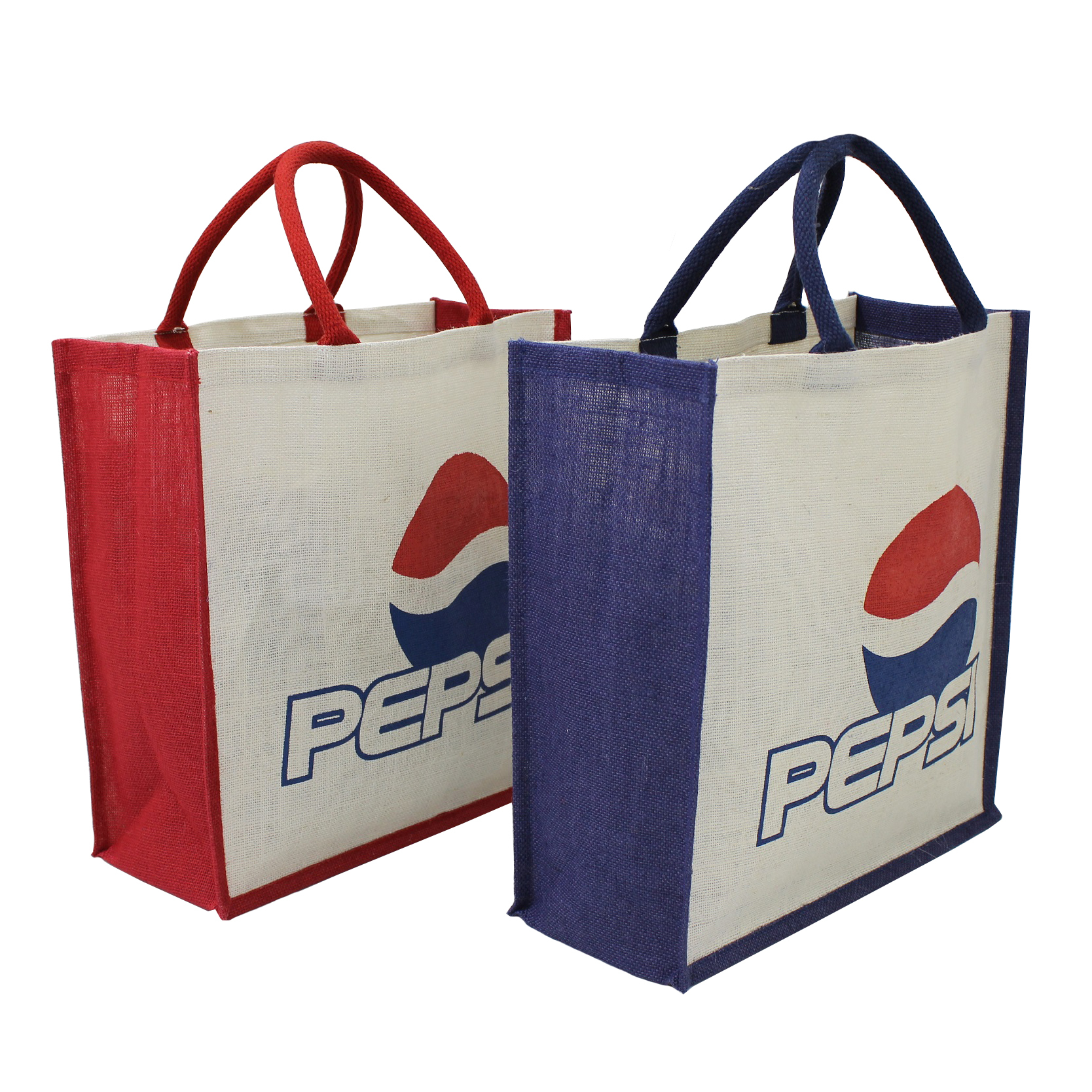 Customized Pp Laminated Jute Fabric Tote Bag With Two Color Logo Print Two Side
