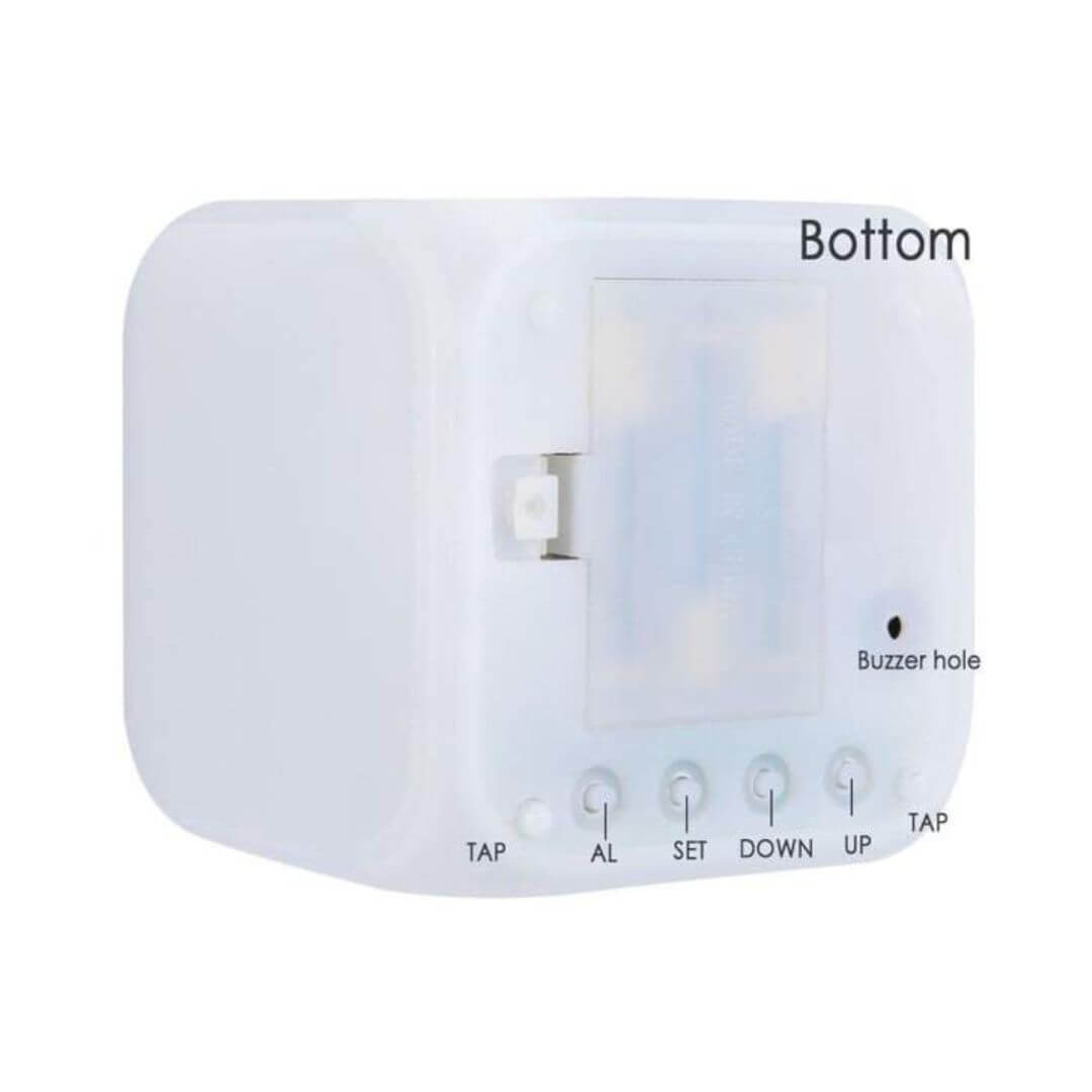 Colorful Cube Digital Clock - Abs Acrylic, Square Shape, White Color | Led Colour Changing, Digital Lcd, Alarm, Thermometer, Night Light Functions