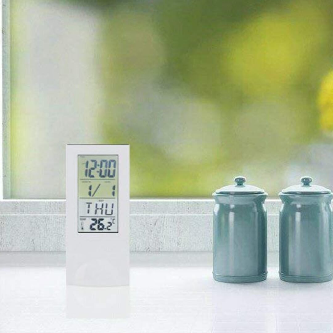 See Thru Digital Clock - Acrylic Material, Compact Size, White Color | Bold Display, Alarm Function, Smart Energy-saving Mode