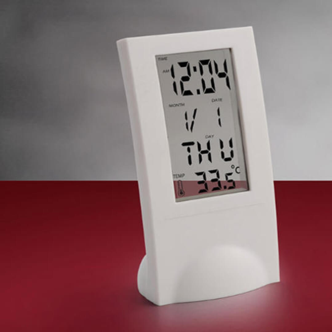 See Thru Digital Clock - Acrylic Material, Compact Size, White Color | Bold Display, Alarm Function, Smart Energy-saving Mode