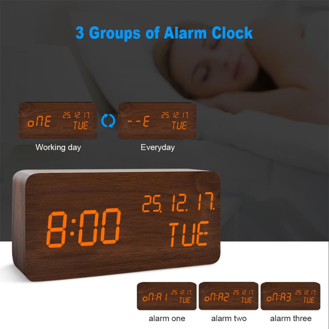 Brown Wooden Digital Clock