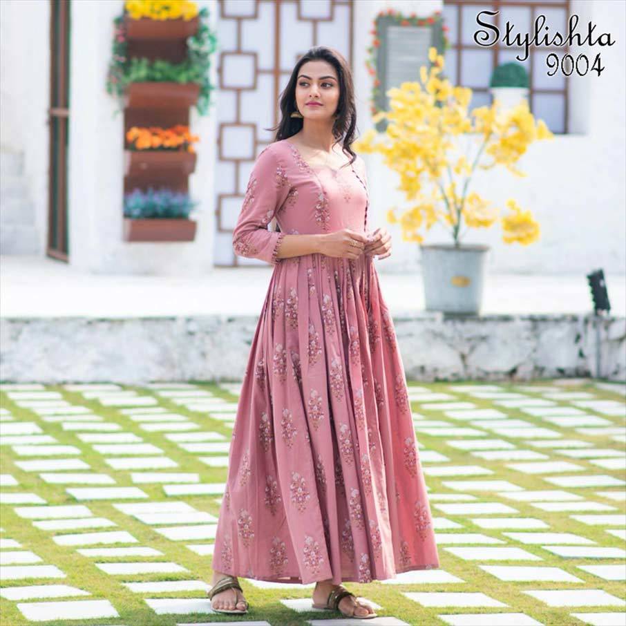 Stylishta Vol 09 - Muslin Fabric Long Gown Type Kurti, Digital Printed 3-4th Sleeve, Washable For All Seasons