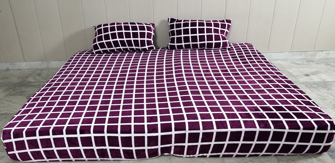 Winter Flanno Fitted Sheet - Acrylic Material, King Size 1828.8mm | Elegant Wow Prints, Soft And Warm Design