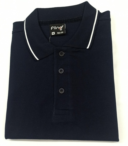 Mens Navy White Tipping Polo T-Shirts - High-Quality Cotton Blend, Adult Size, Navy with White Tipping, Short Sleeve Style, Polo Collar