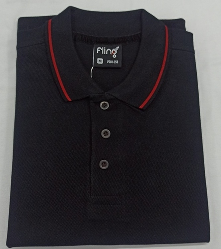 Mens Black Red Tipping Polo T-Shirts - High-Quality Cotton Blend, Sizes S-XXL, Black with Red Tipping, Short Sleeves, Polo Collar | Ideal for Casual Outings