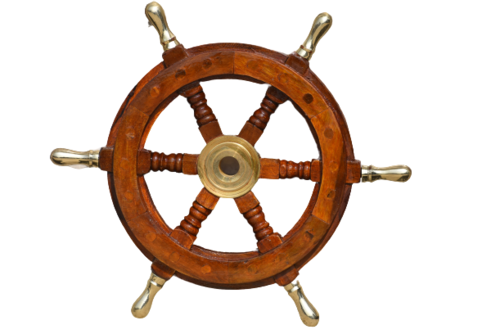 Brown Vintage Nautical Wooden Ship Wheel With Brass Handle 15 Inch Wooden Ship Wheel