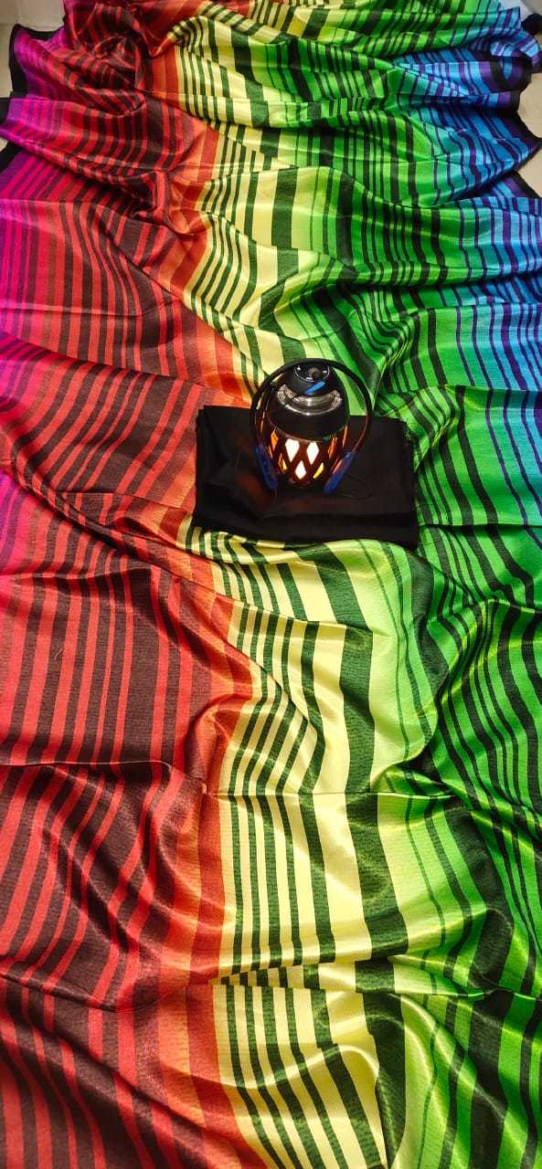 Heavy Pure Satin Silk Saree - 5.5 Meters Length, Multi-color Gorgeous Print For All Seasons - Bollywood Style Elegance