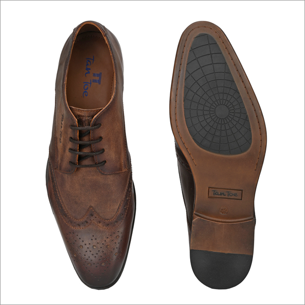 Dry Cleaning Men Brown Leather Semi Formal Shoes