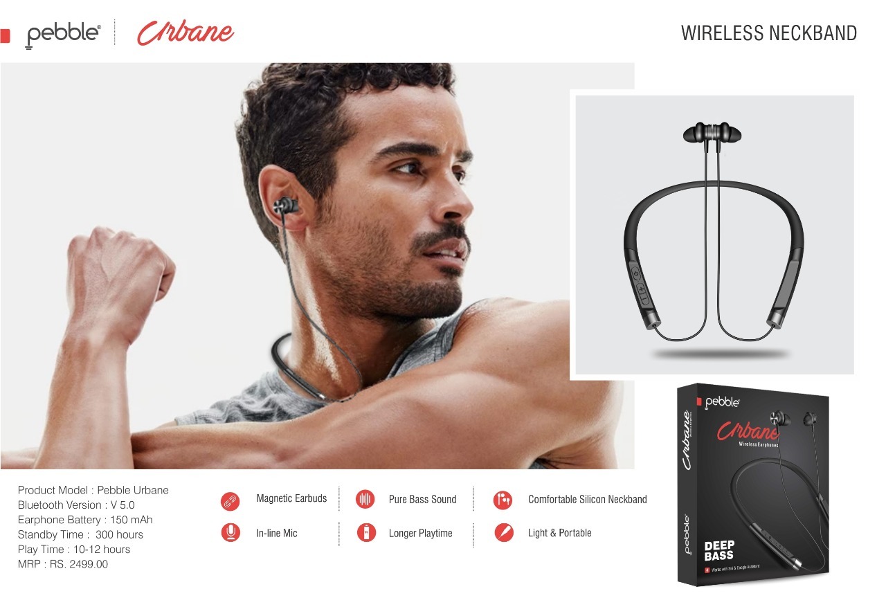 Black & Blue Pebble Urbane Wireless Neckband