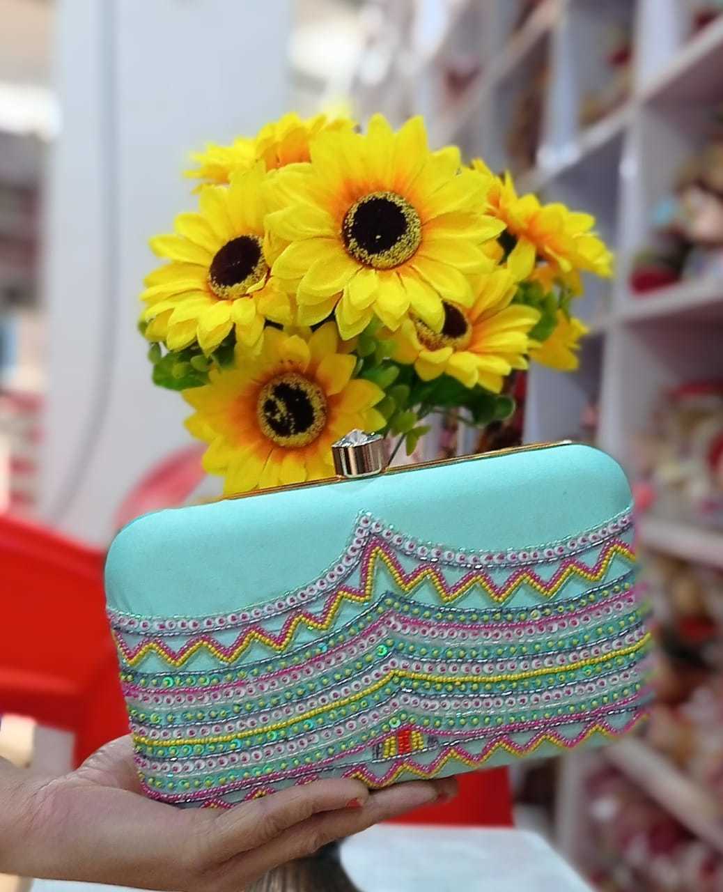 Custom Designer Clutches - Fabric Lining, 7x4 Inch Square | Maroon Color, Latest Design, Button Closure, Women's Style