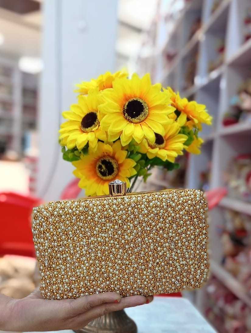 Handmade Clutch - Fabric Lining, 7x4 Inches, Orange Color | Latest Design, Button Closure, Square Shape For Women