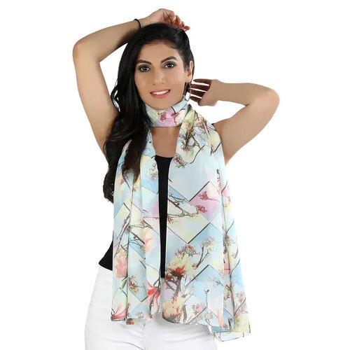 Poly Georgette Printed Scarves - 70x180 cm, Custom Size & Design Options Available, Daily Wear Accessory