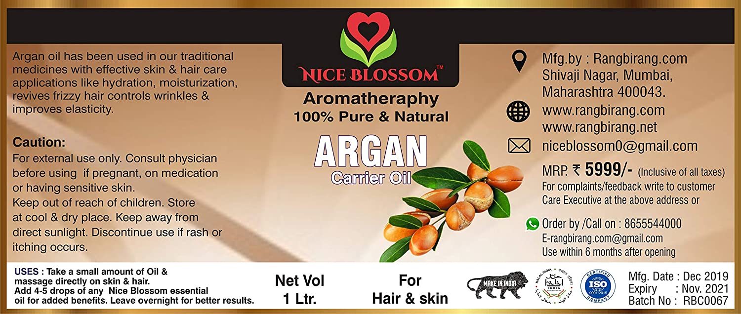 Argan Oil - Pure Essential Oil, Rich In Essential Fatty Acids For Moisturizing, Anti-aging And Antioxidant Benefits, Suitable For All Age Groups, Store In Cool Dry Place