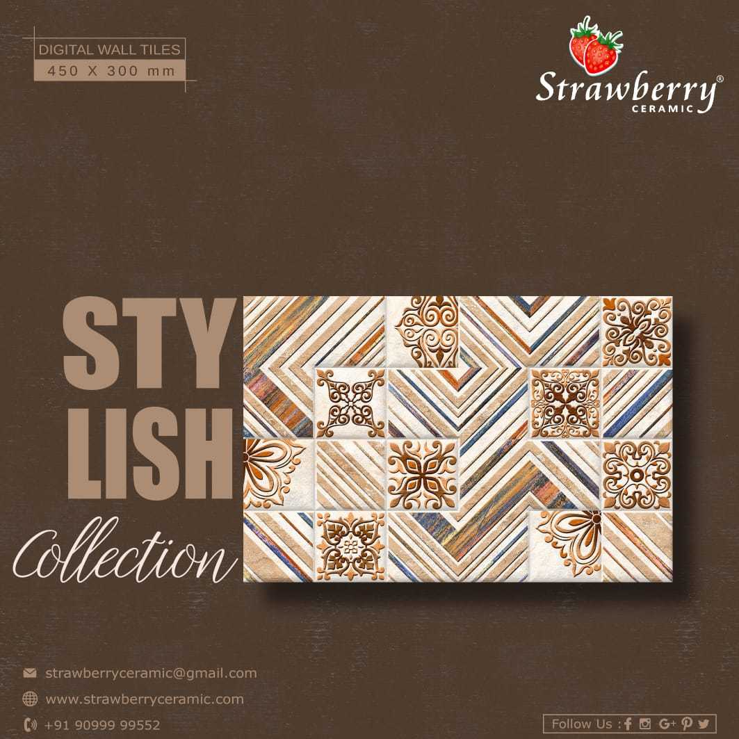 Designer Wall Tiles - Ceramic, 300x100 Mm, Multicolor | Stylish Design, Glossy Finish, High Durability, Slip Resistant, Water Resistant, Easy Installation