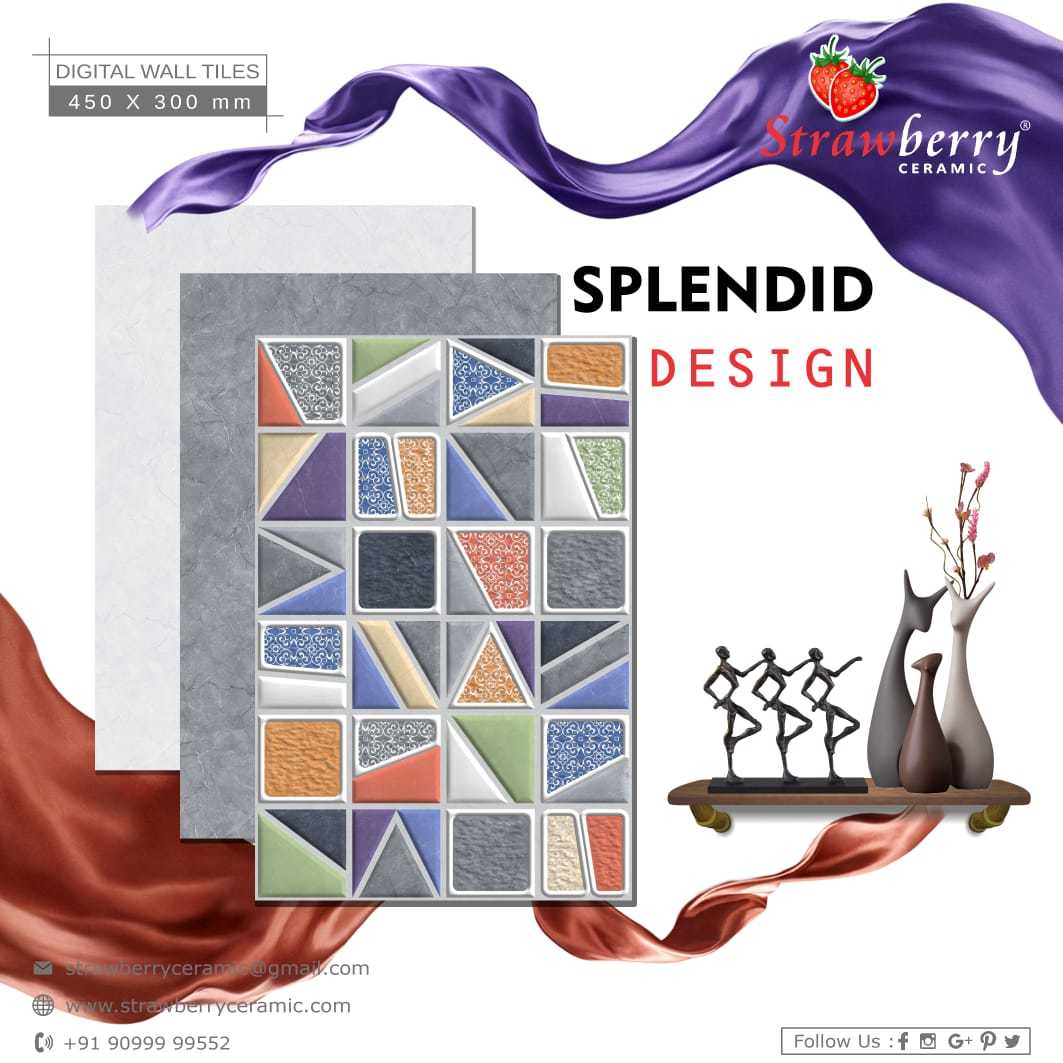 Designer Wall Tiles - Ceramic, 300x100 Mm, Multicolor | Stylish Design, Glossy Finish, High Durability, Slip Resistant, Water Resistant, Easy Installation
