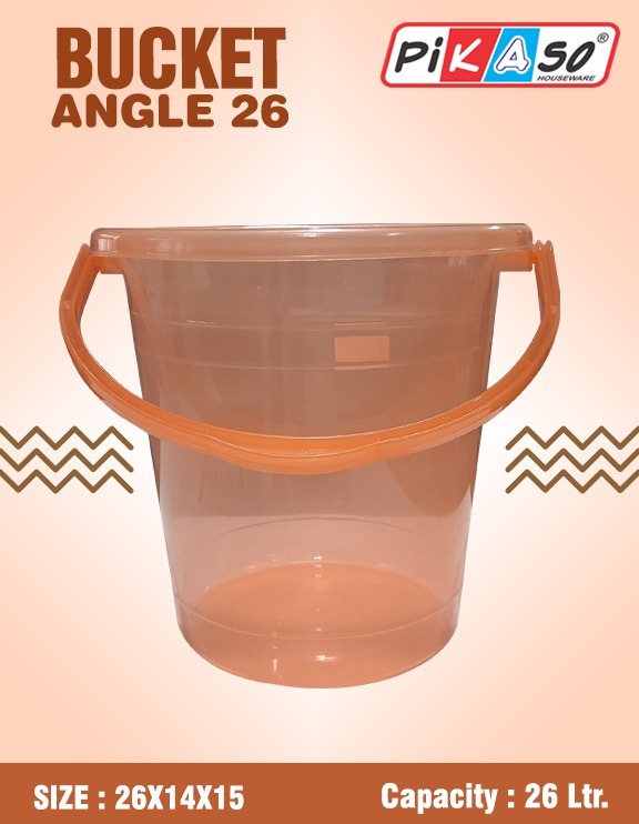 Angle 26 Bucket - Polypropylene, 26x15x14 Inch | Soft Plastic, Available In Pink, White, Green, Blue, Round Shape, Household Use